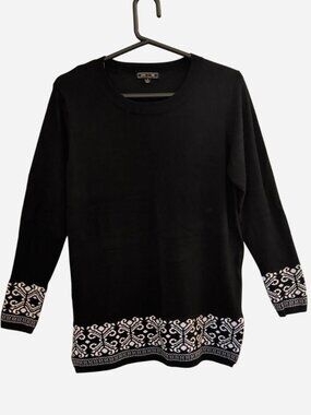 Lefty & Me Black Fair Isle Crewneck Sweater Size L